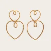 Double Heart Of Gold Earrings