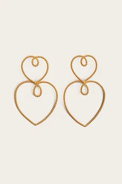Double Heart Of Gold Earrings