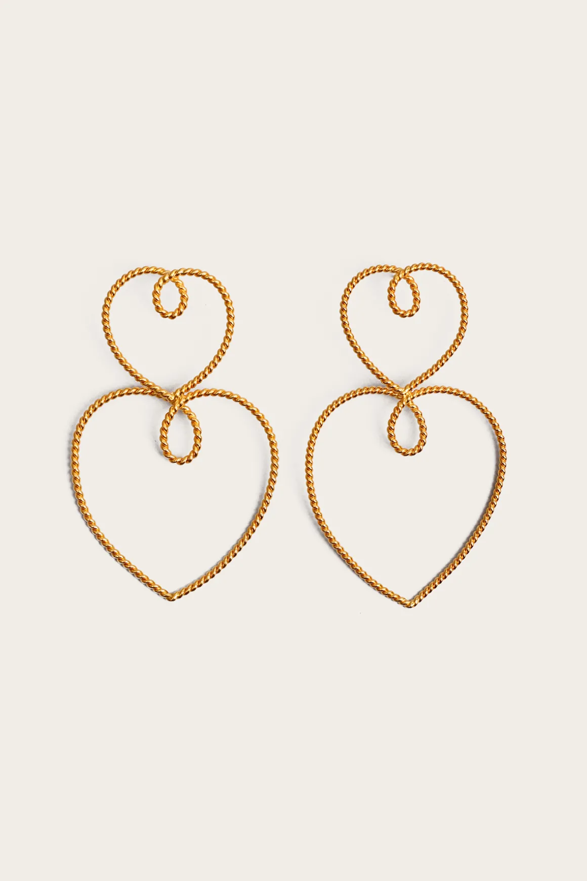 Double Heart Of Gold Earrings